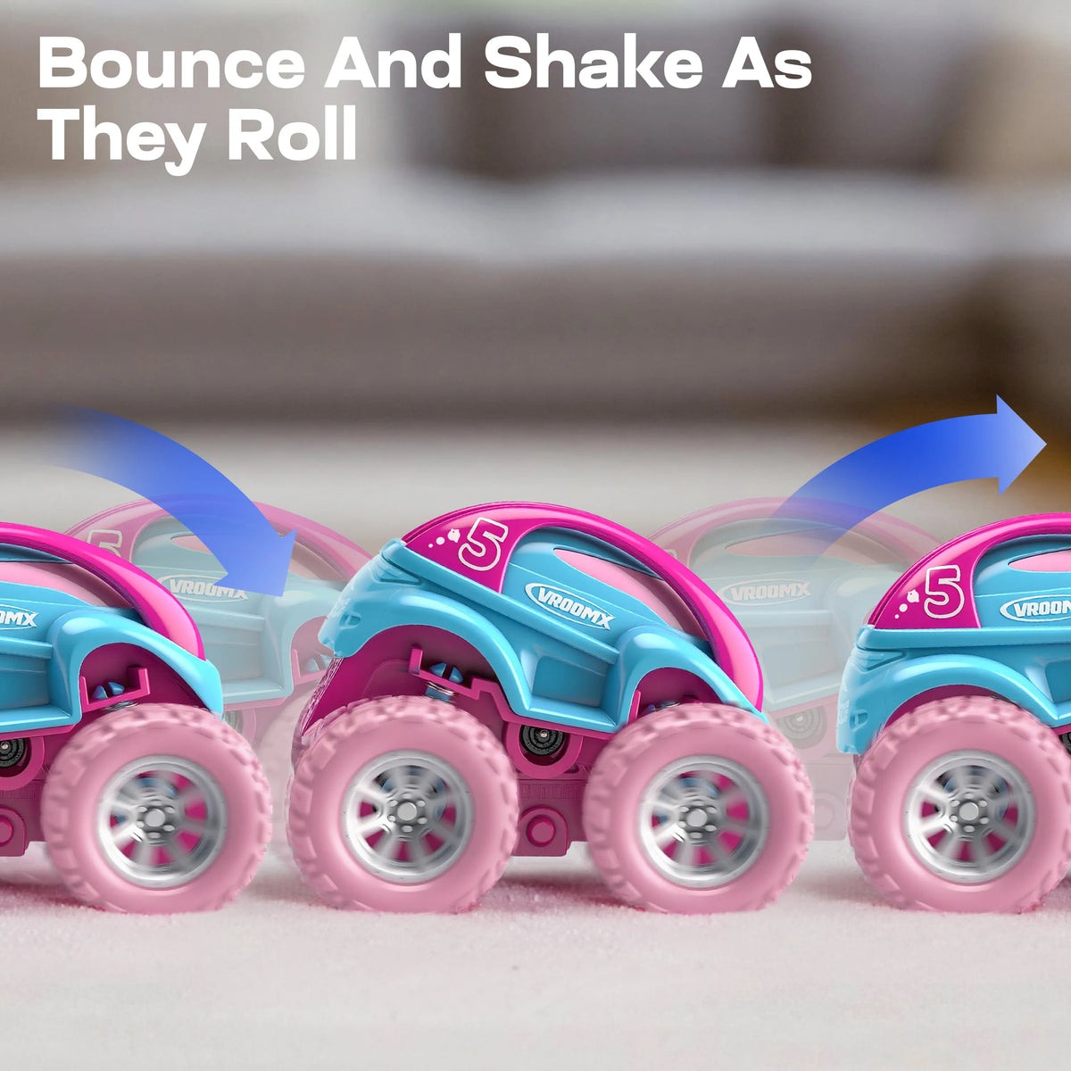 3 Pack Monster Truck Toys - Friction Powered Pull Back Cars