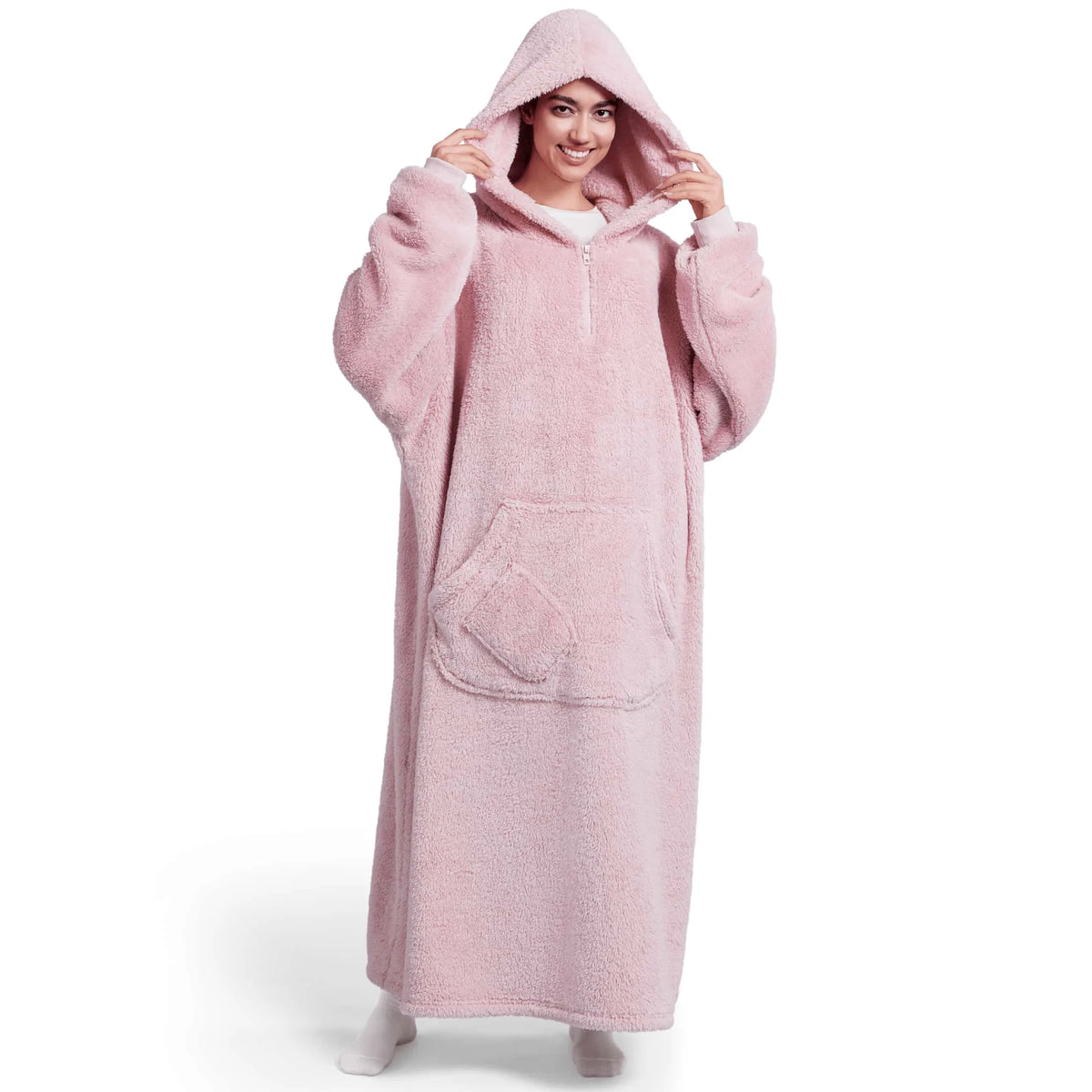 Adult Flannel Long Wearable Blanket - Pink