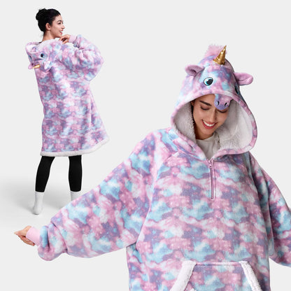 Unicorn Sherpa Wearable Blanket for Adults