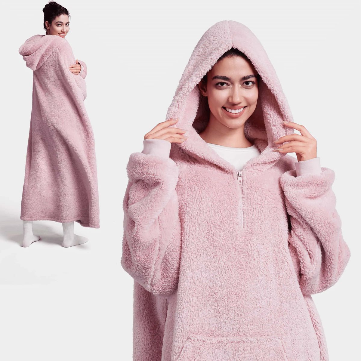 Adult Flannel Long Wearable Blanket - Pink