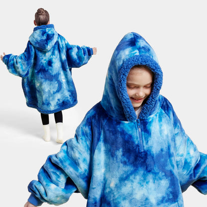 Kids' Sherpa Wearable Blanket - Dark Blue Tie Dye