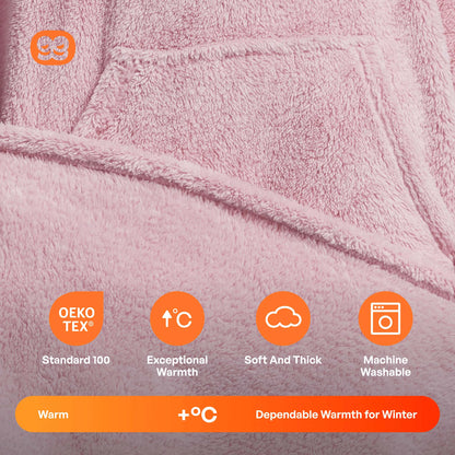 Adult Flannel Long Wearable Blanket - Pink