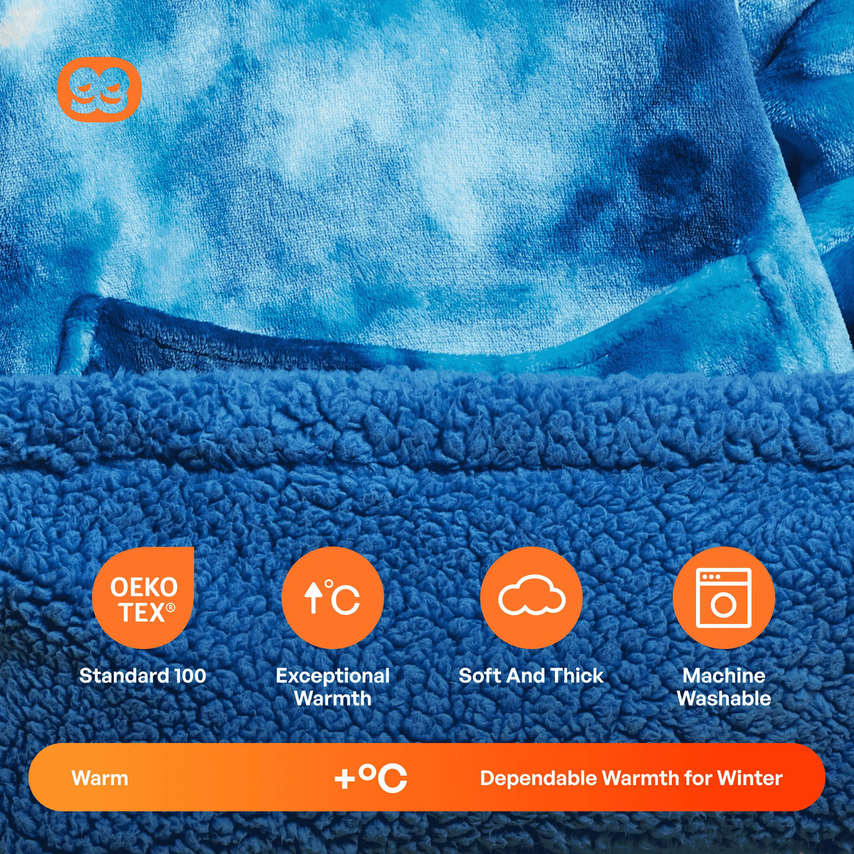 Kids' Sherpa Wearable Blanket - Dark Blue Tie Dye