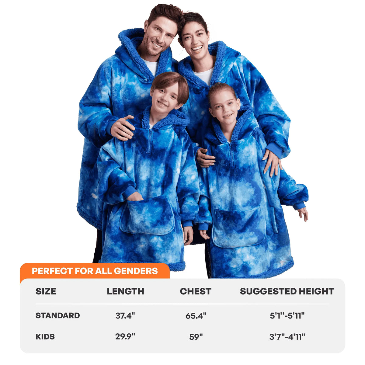 Kids' Sherpa Wearable Blanket - Dark Blue Tie Dye