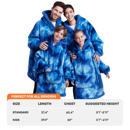 Kids' Sherpa Wearable Blanket - Dark Blue Tie Dye