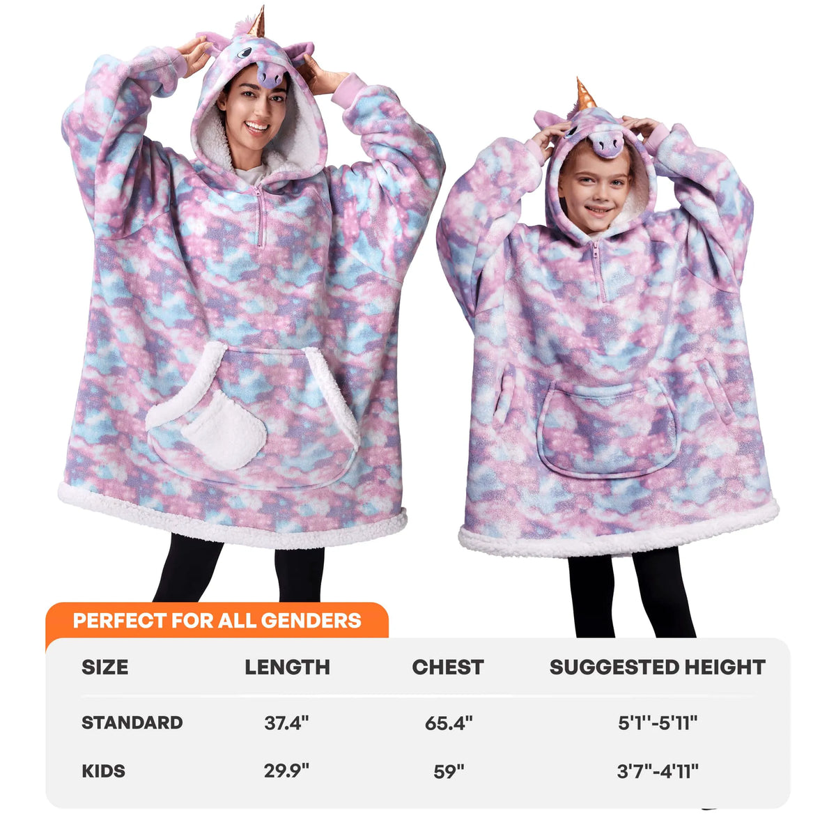 Kids' Sherpa Wearable Blanket - Unicorn Shape