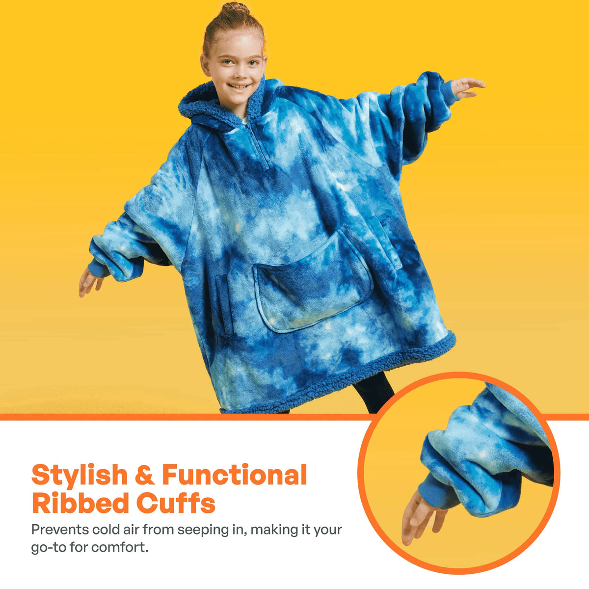 Kids' Sherpa Wearable Blanket - Dark Blue Tie Dye