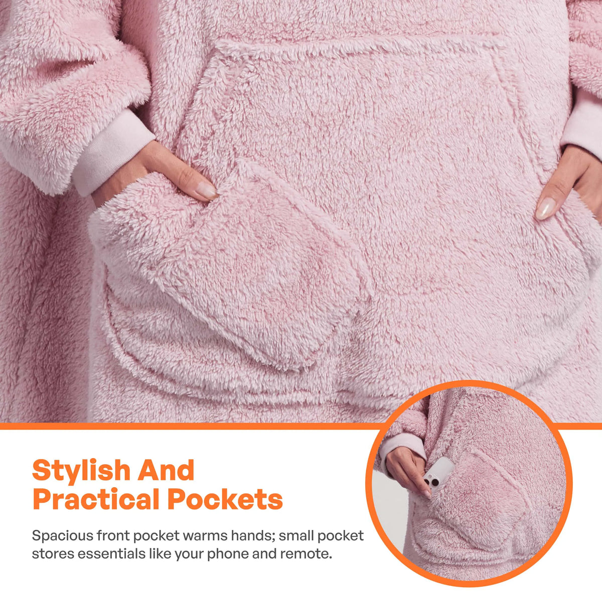 Adult Flannel Long Wearable Blanket - Pink