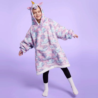 Kids' Sherpa Wearable Blanket - Unicorn Shape