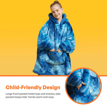 Kids' Sherpa Wearable Blanket - Dark Blue Tie Dye