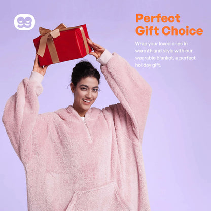Adult Flannel Long Wearable Blanket - Pink