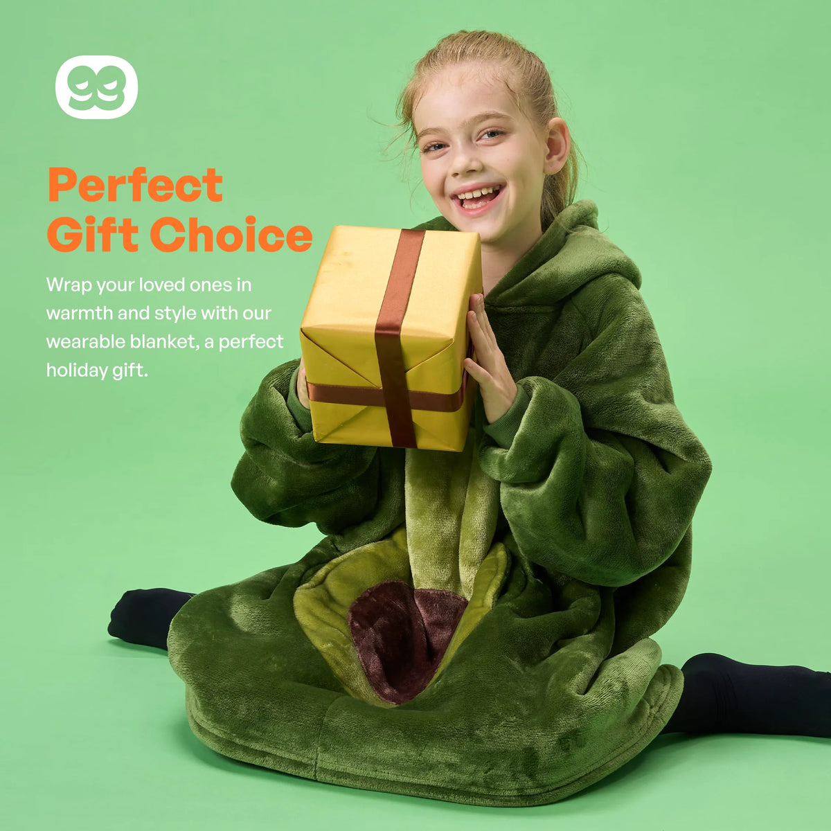 Kids' Avocado-Shaped Sherpa Wearable Blanket
