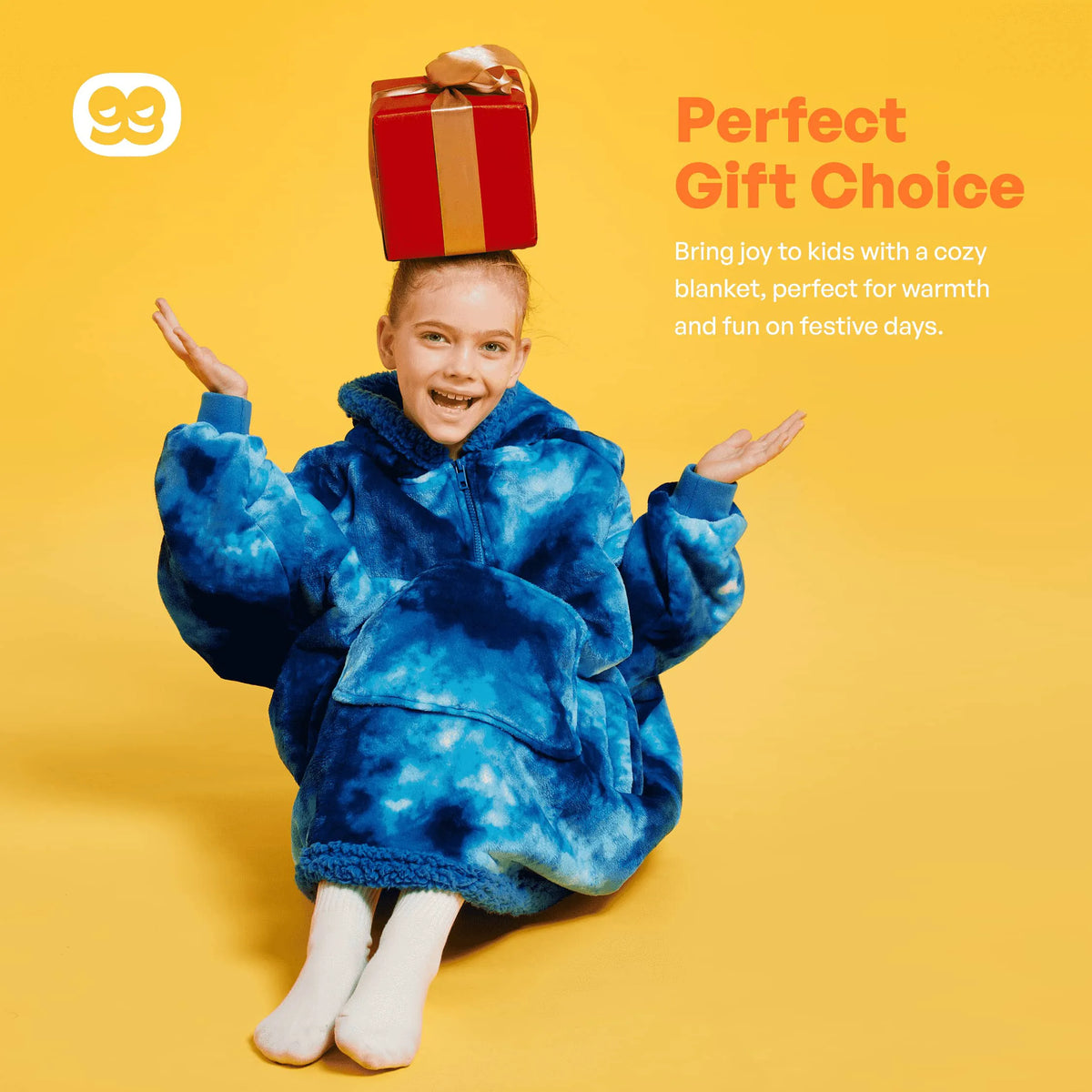 Kids' Sherpa Wearable Blanket - Dark Blue Tie Dye